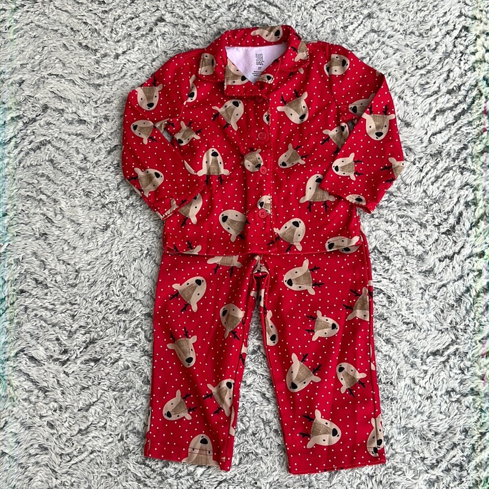 Carter’s | Toddler Christmas Reindeer Button Down Pajama Set 2T
